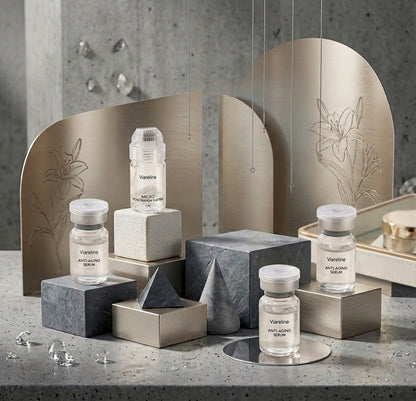 Viareline Micro Penetration System kit styled on stone blocks with gold panels